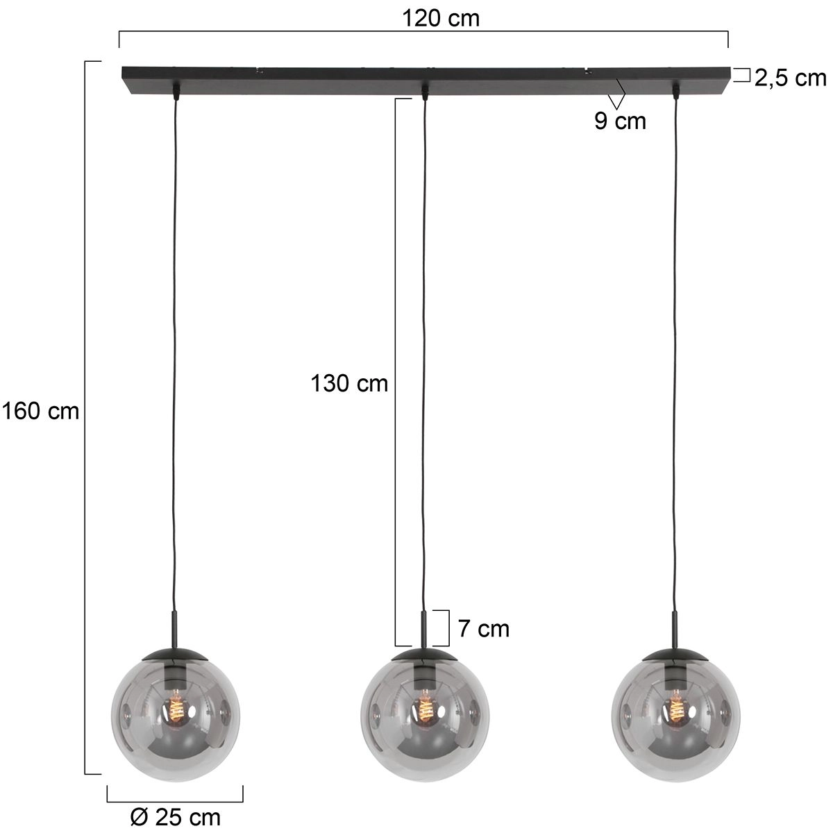 Rural dining table lamp Bollique 3-light Steinhauer 8712746147100
