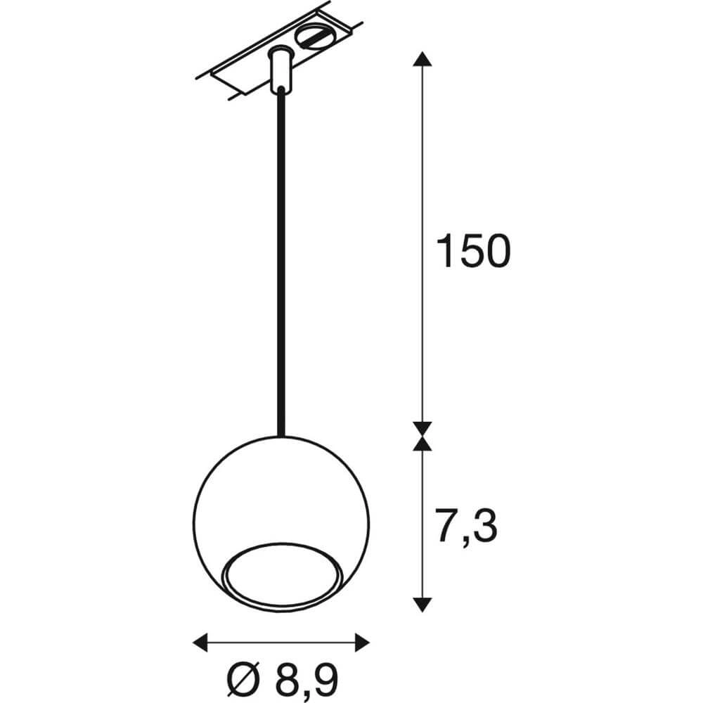 Pendant light for rail Light Eye 90 white 1-phase Ø 9cm SLV 4024163295574