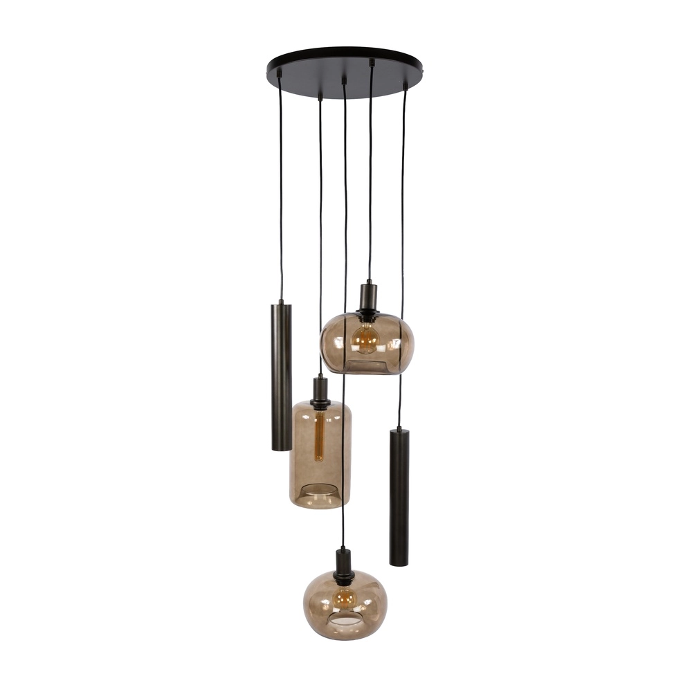 Design hanglamp Serene 5-lichts sienna bruin Lyora 8716803514805