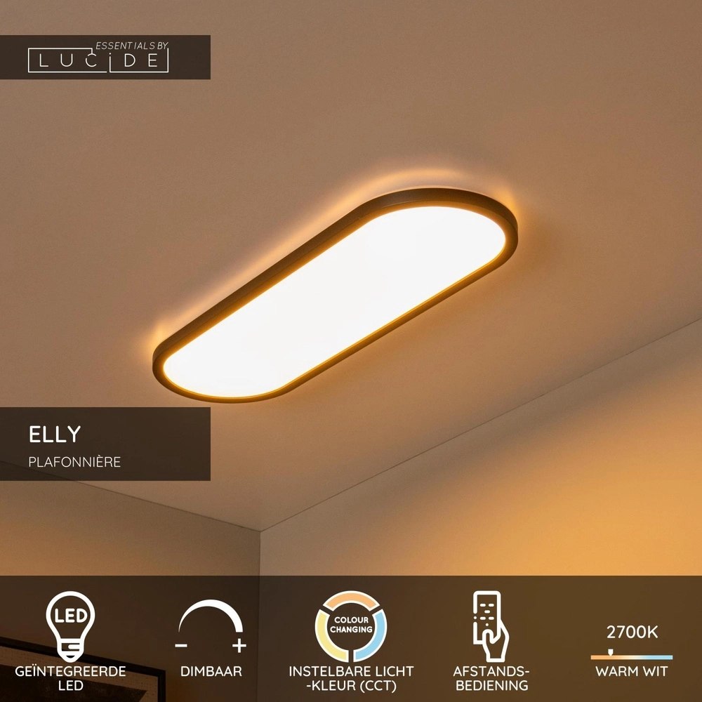 Oval ceiling light Elly black 24W Lucide 5411212071811