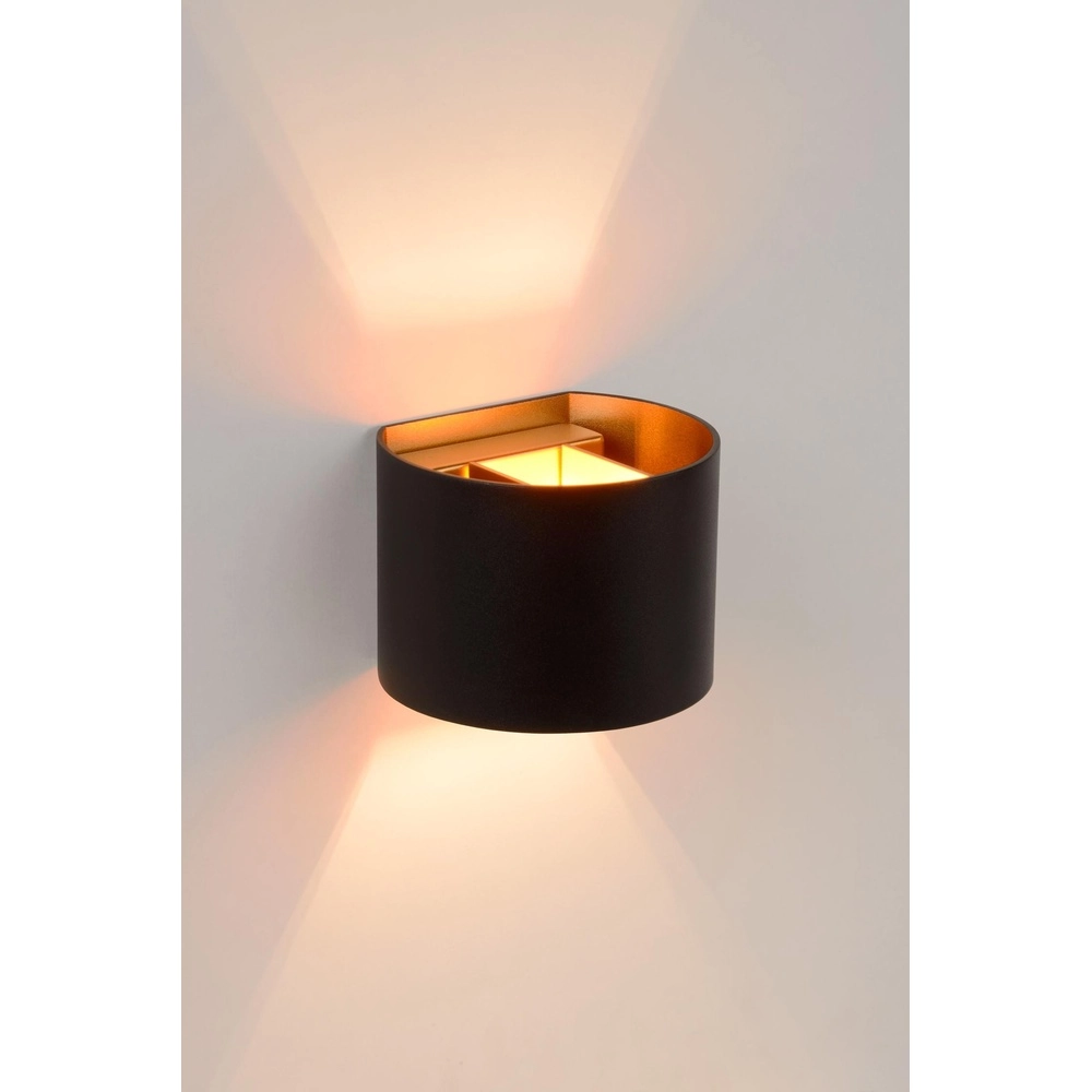 Rounded wall spot Xio 2700K black Lucide 5411212092007
