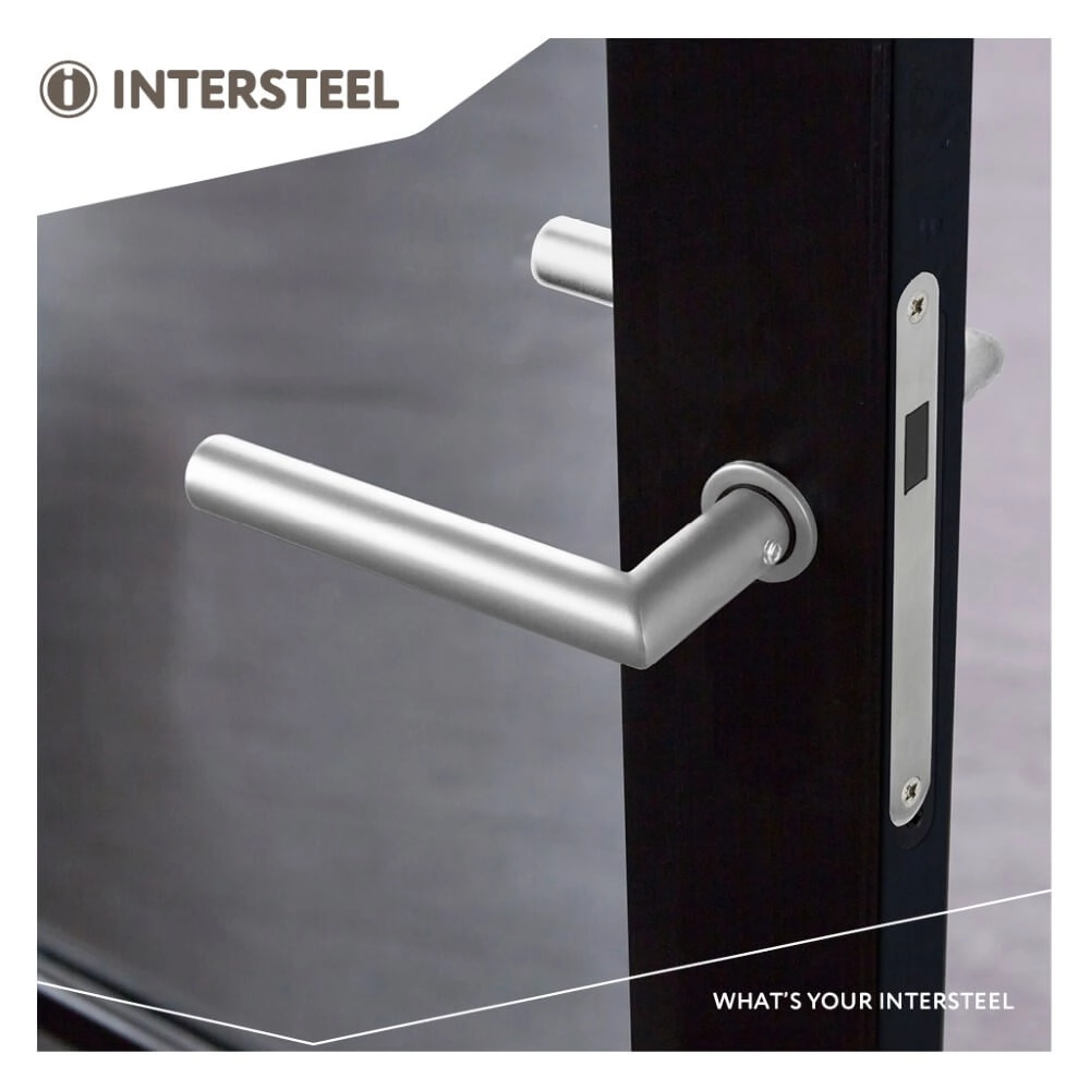 Door handle Jura with small round rosette stainless steel Intersteel 8714186558027
