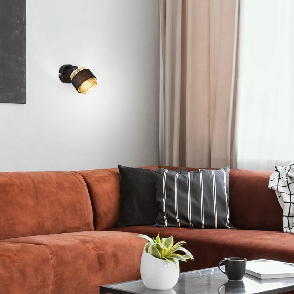 Black with gold wall lamp Grove 1-light Brilliant 4004353424106