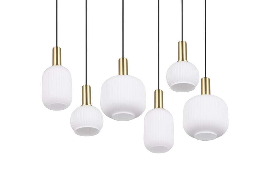 Dining room pendant lamp Diva 6-light - white glass Trio 4017807614510