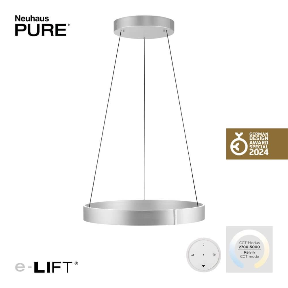 Round hanging lamp Pure E-Clipse aluminum Ø 70cm Paul Neuhaus 4012248372364
