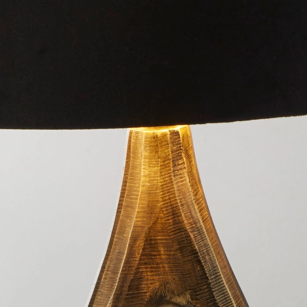 Golden table lamp Bucklow with black hood Searchlight 5053423257297