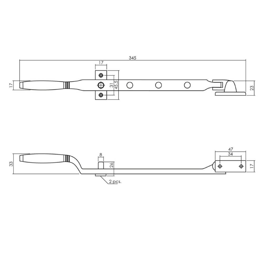 Window holder Ton with adjustment pin lacquered brass Intersteel 8714186473290