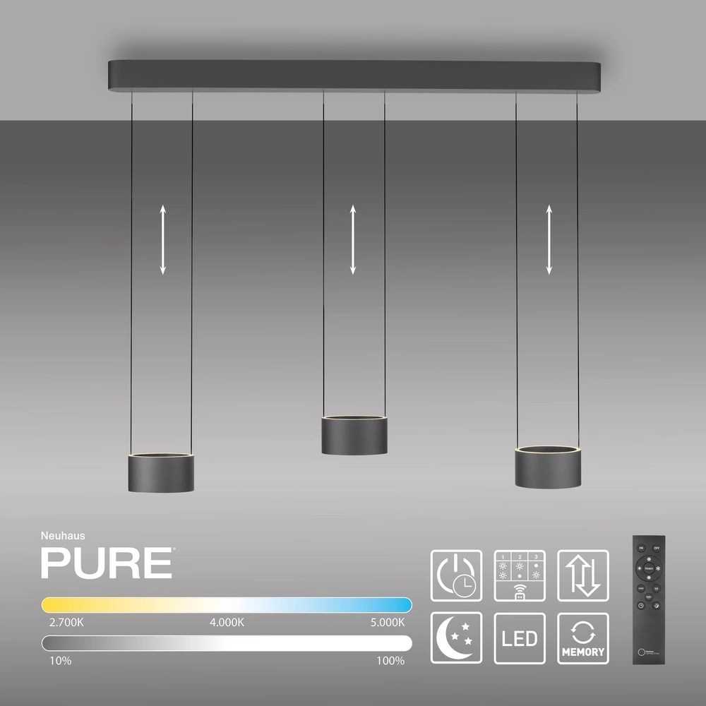 Design LED pendant light Pure Clipse Mystic grey Paul Neuhaus 4012248396315