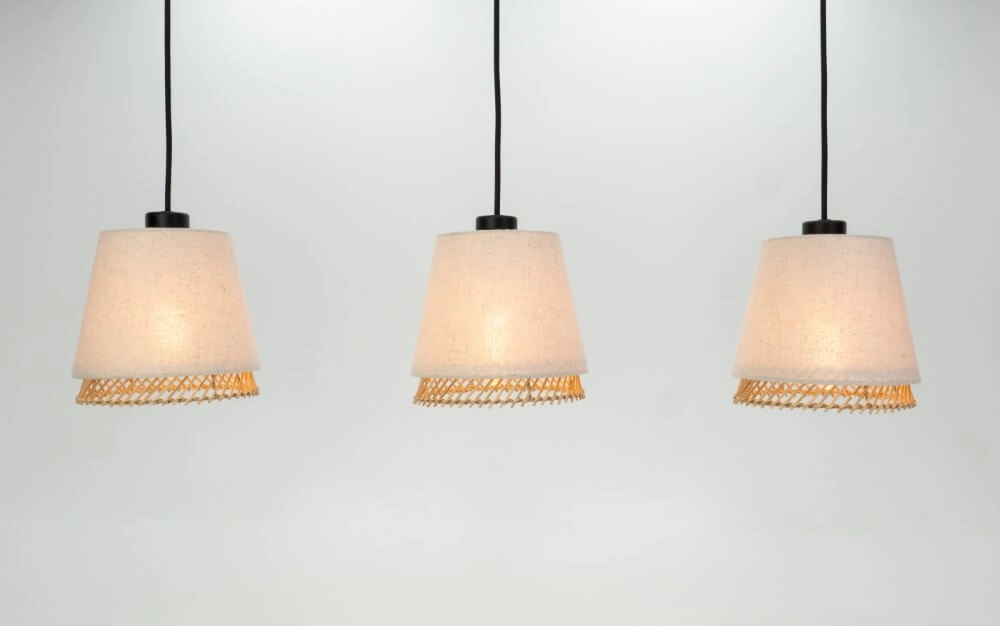 3-light pendant lamp Tabley linen with rattan Eglo 9002759439767