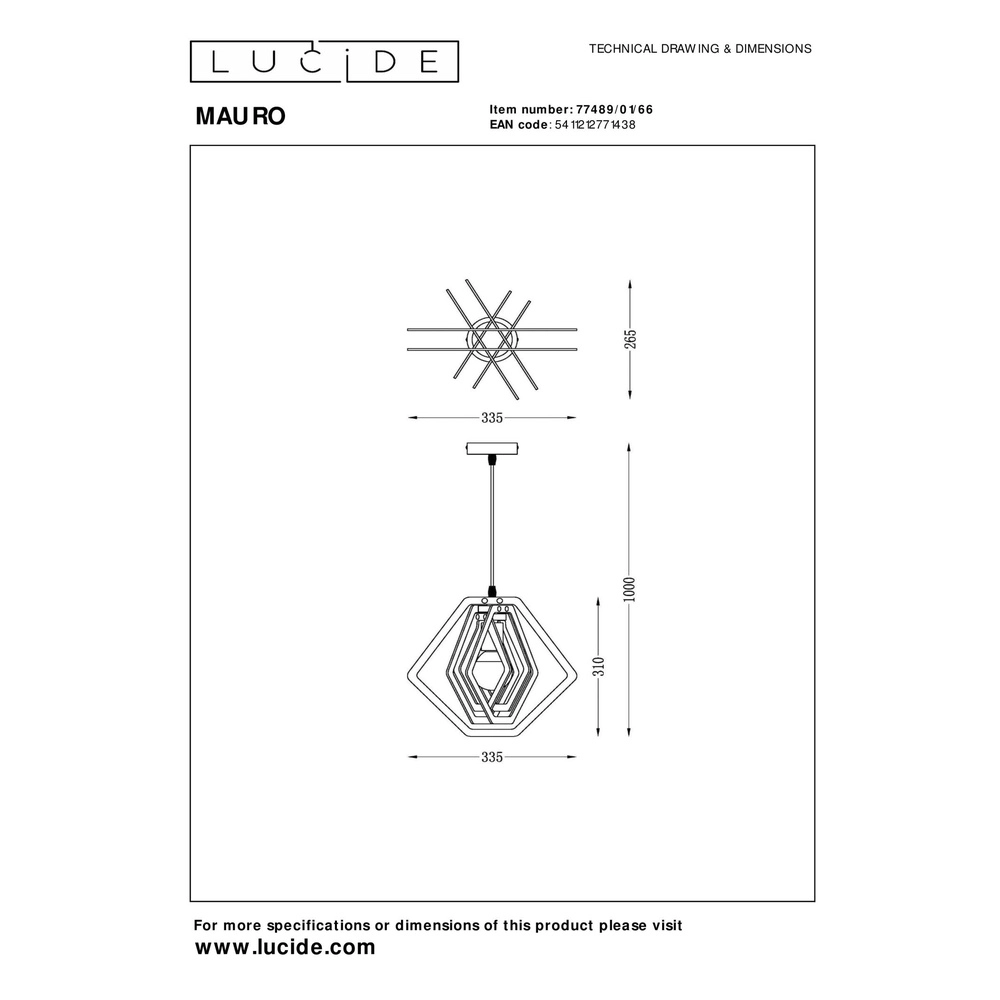Pendant lamp for children's room Mauro pink Lucide 5411212771438