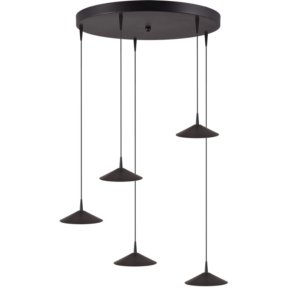 5-light pendant lamp Ceppo black Ø 18cm round