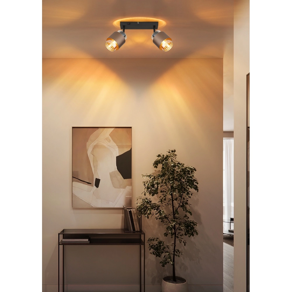 Design ceiling lamp Milley 2-light black Globo 9007371583348