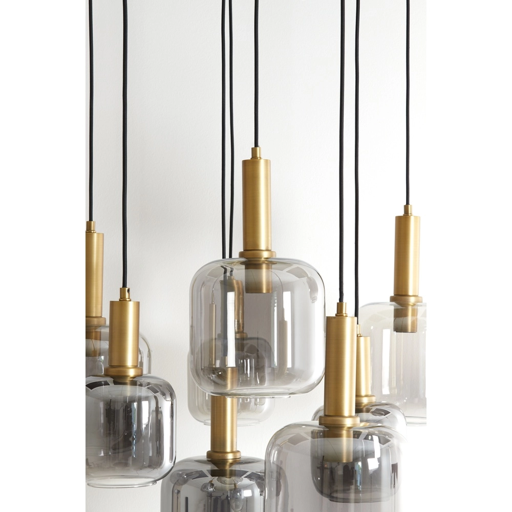 Vide pendant lamp Lekar 9x E27 - brass with smoke glass Light & Living 8717807604592