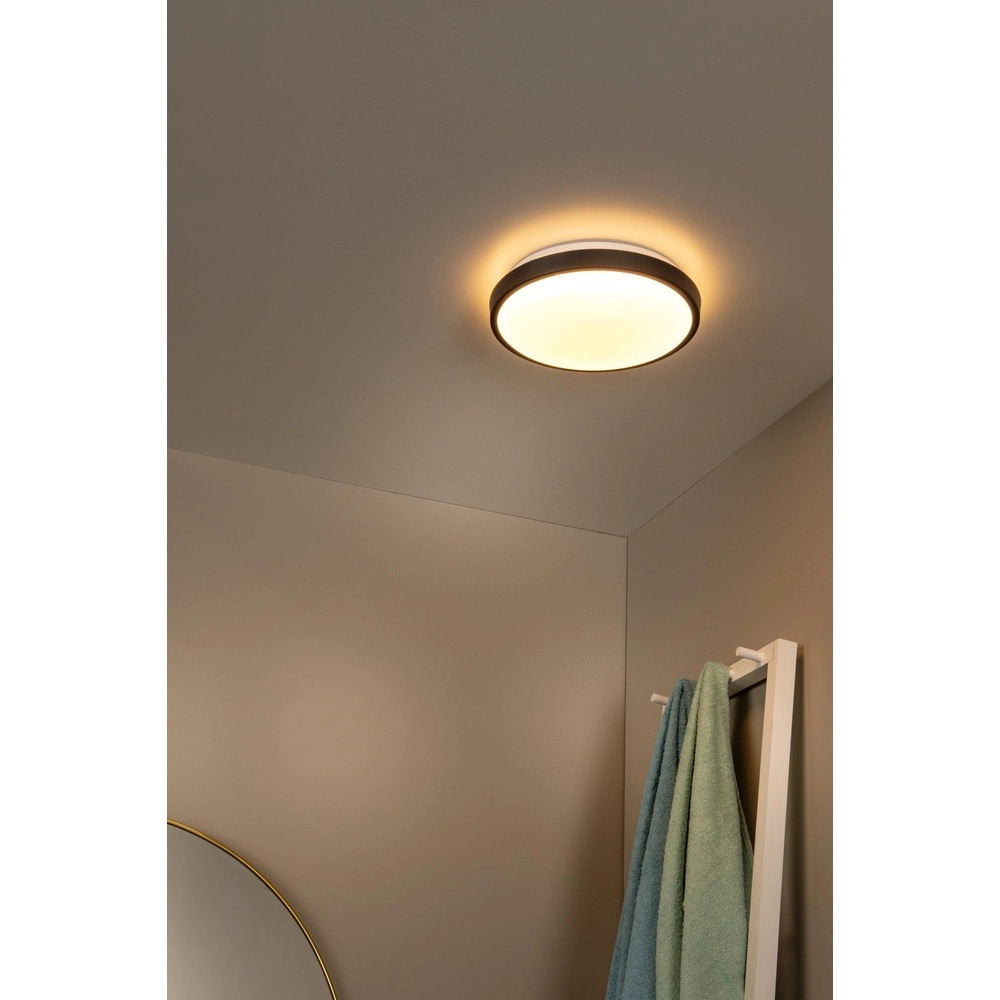 Black ceiling light Dasher Ø 29.3cm IP44 for bathroom Lucide 5411212792075