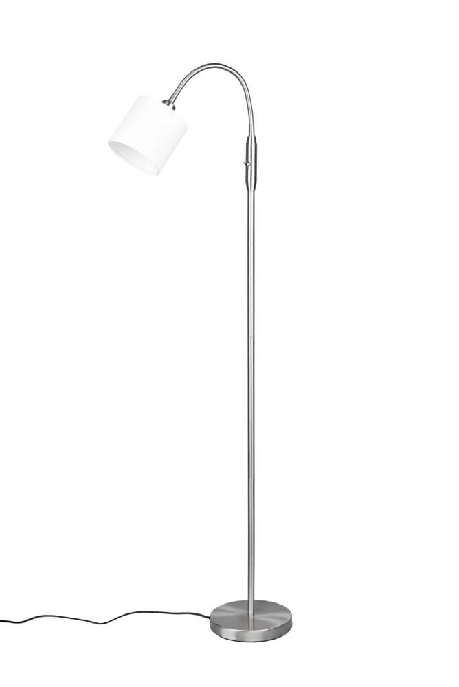 Floor lamp Tommy 130cm stainless steel with white