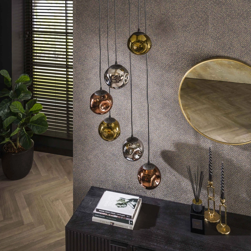 Glass pendant lamp Stellar 6-lights - Ø 15cm Lyora 8716803511651
