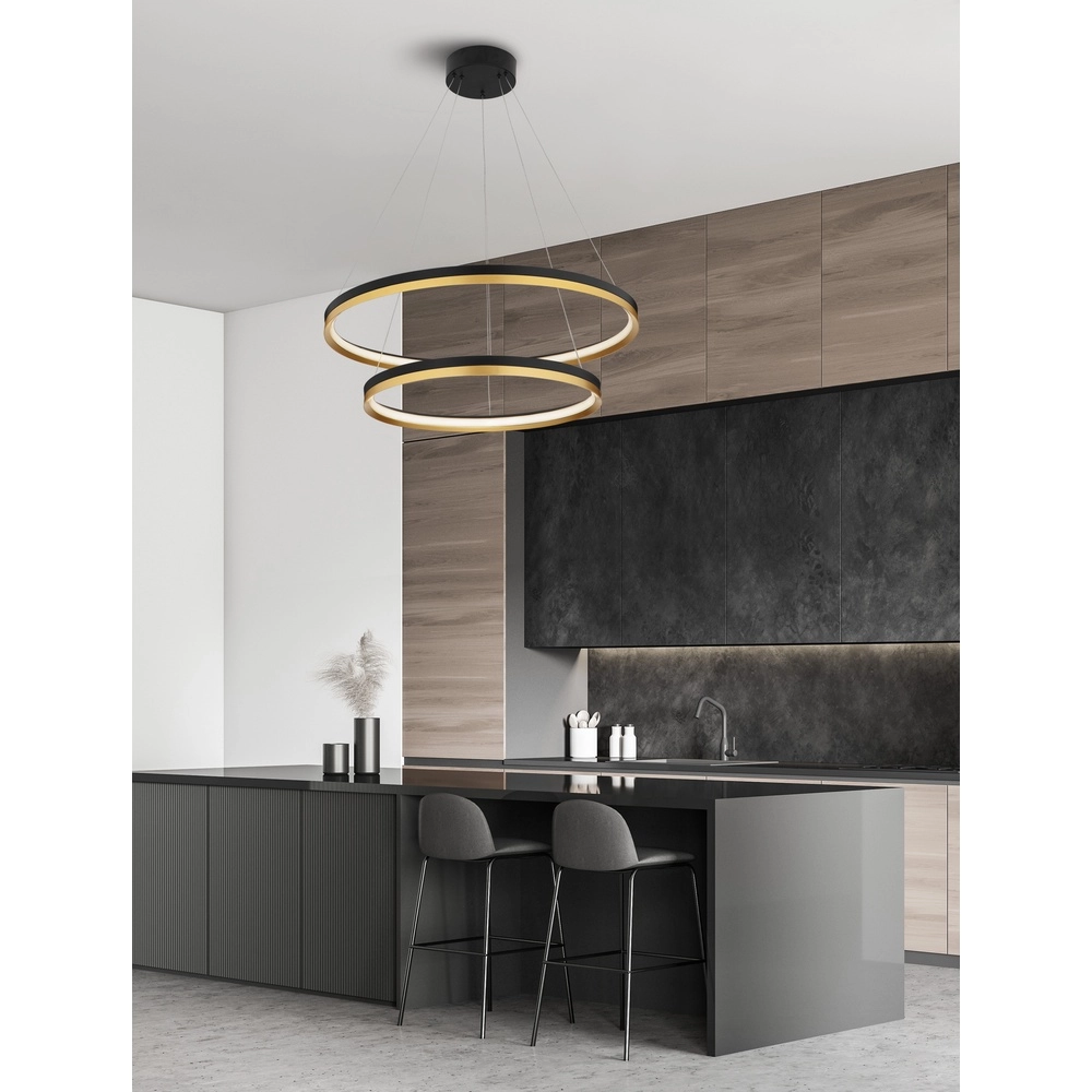 Pendant lamp Cantria black with gold Ø 80cm Lyora 5212017439864