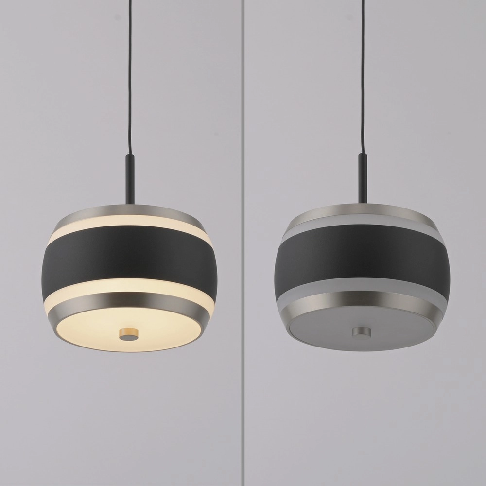 Sleek LED pendant Pure Falling Rings black pearl Paul Neuhaus 4012248396551