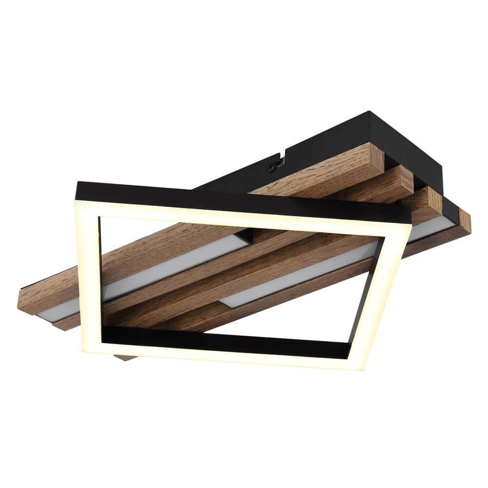 Ceiling lamp Obrien black with wood single Globo 9007371509300