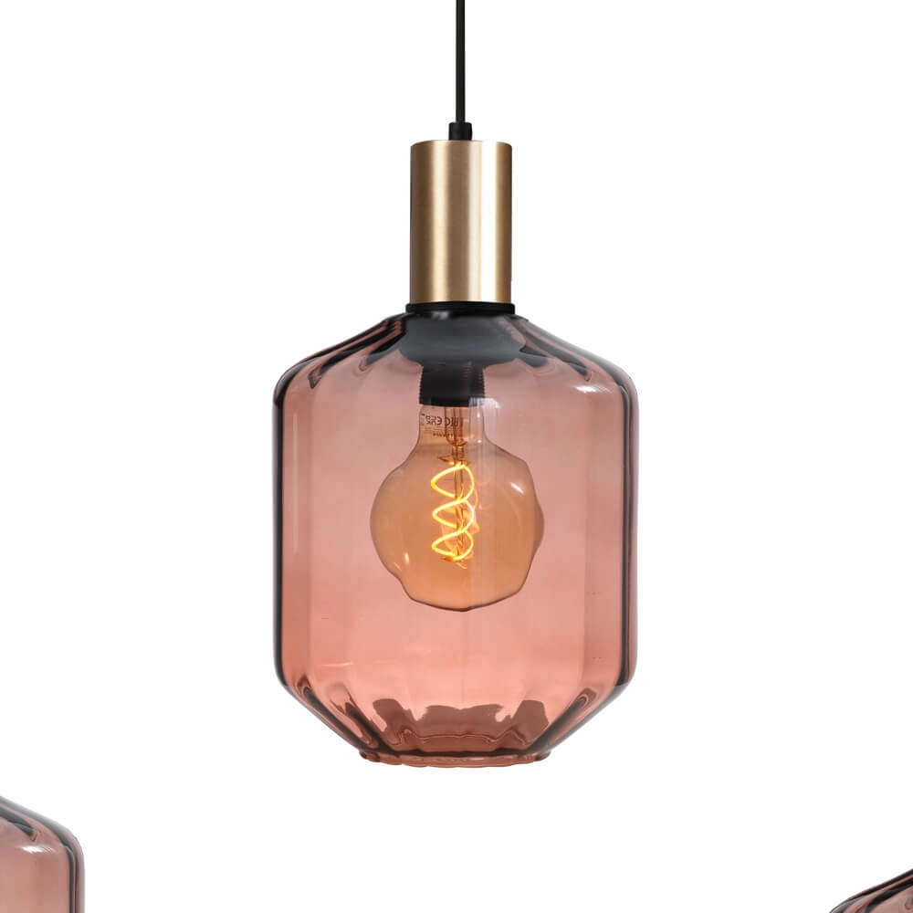 5-light hanging lamp - gold - Porto with Jagger red glasses - Ø 24cm Masterlight 8718121270258