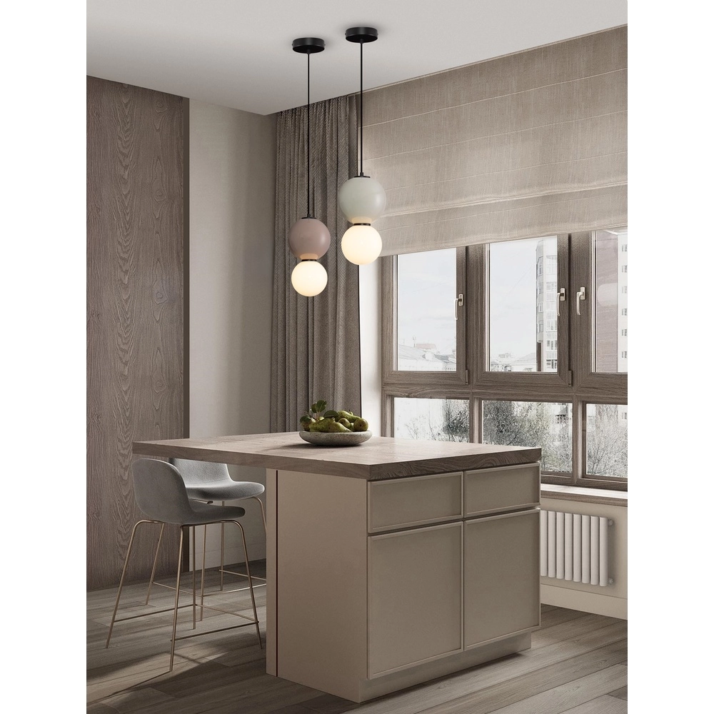 Pendant lamp Noesis Ø 18cm light grey with white Lyora 5212017483652