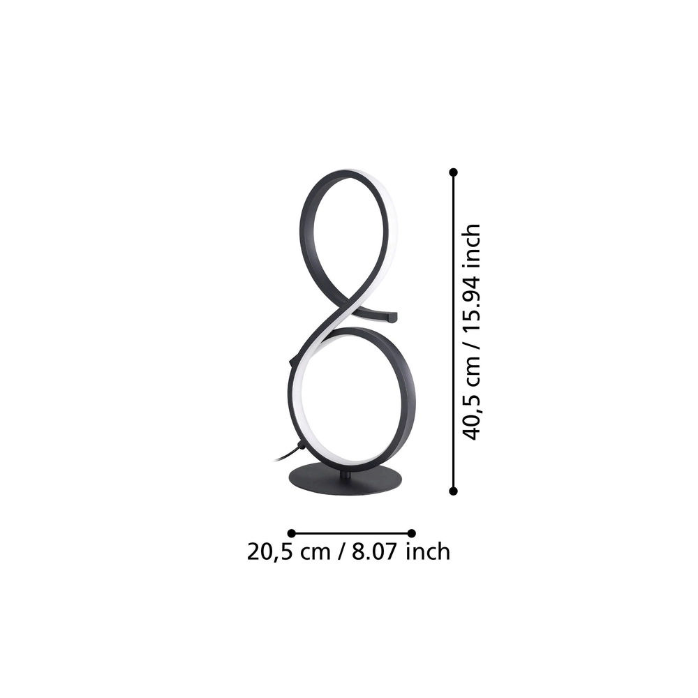 Modern LED Table Lamp Serpins 40cm - black Eglo 9008606313686