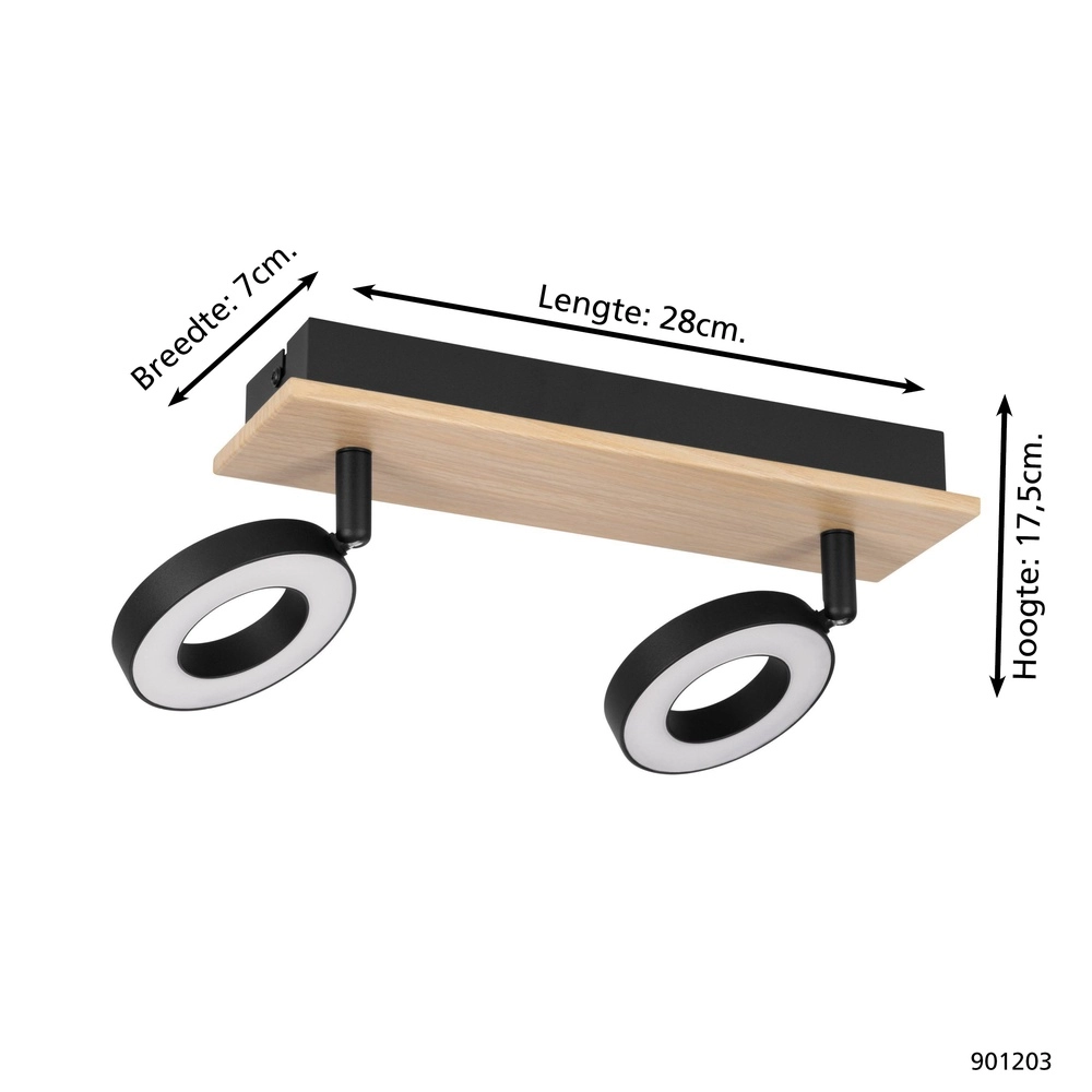 Led ceiling light Rielves 2-light with wood Eglo 9008606313716