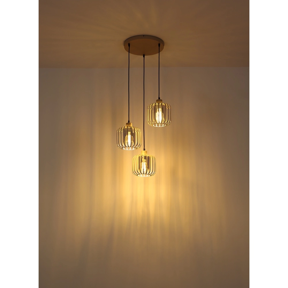 3-light pendant lamp Alfred round sand brown Globo 9007371531615