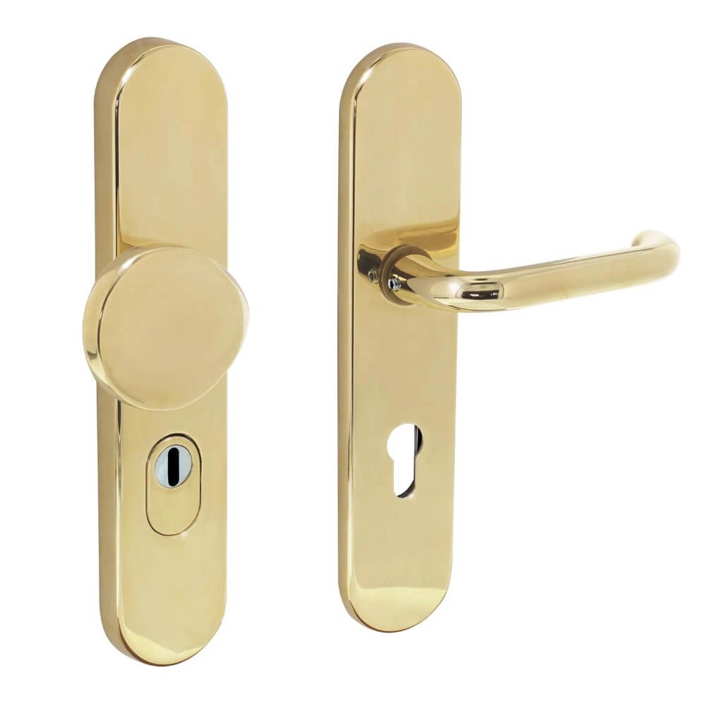 Front door fittings Vurano PC72mm core pull protection brass lacquered