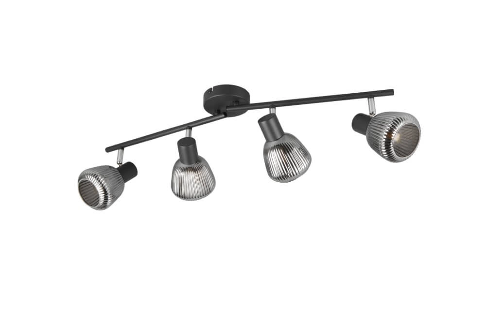 4-light ceiling lamp Tarifa with ribbed glass Trio 4017807615852