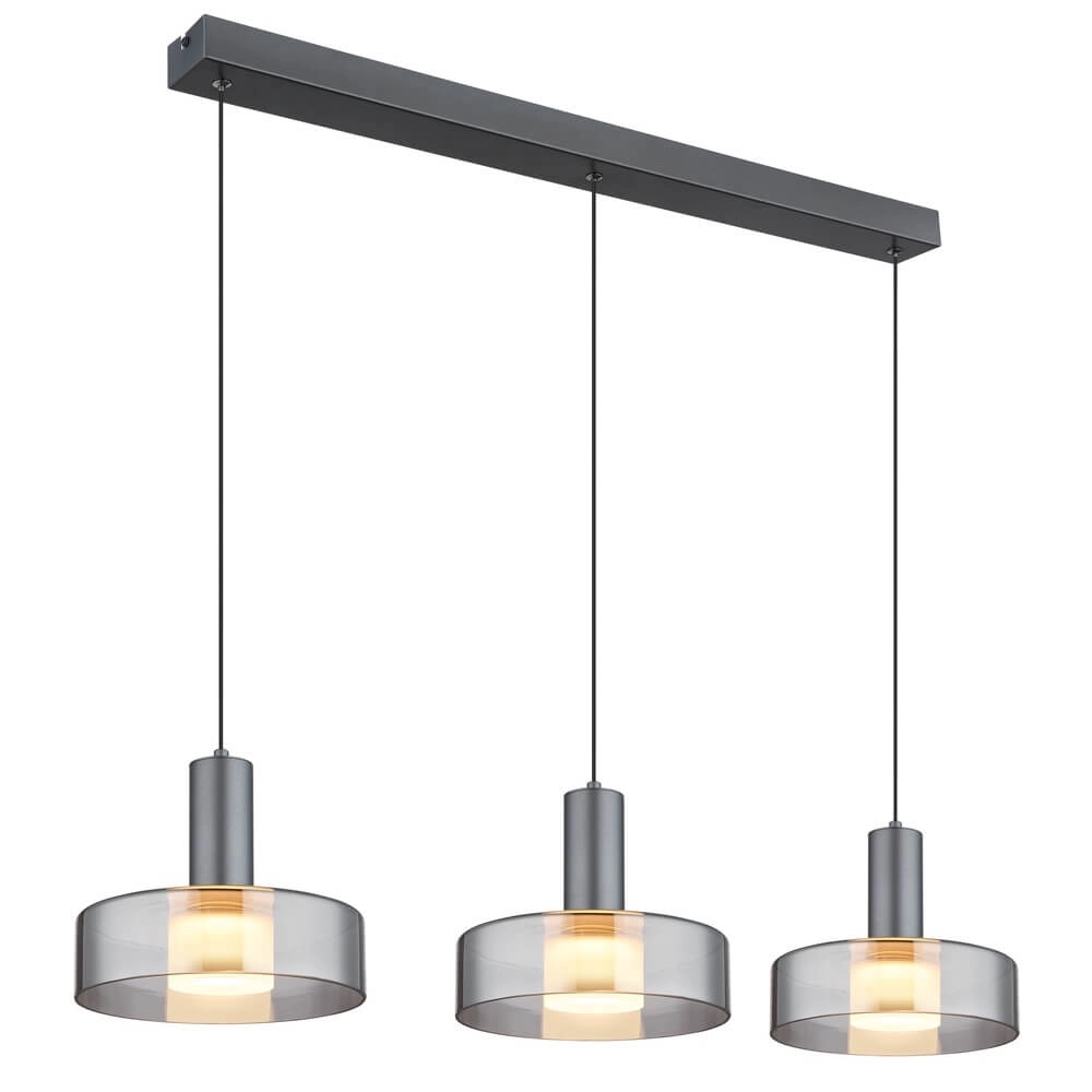 Sleek pendant lamp Grant Grey 3-light