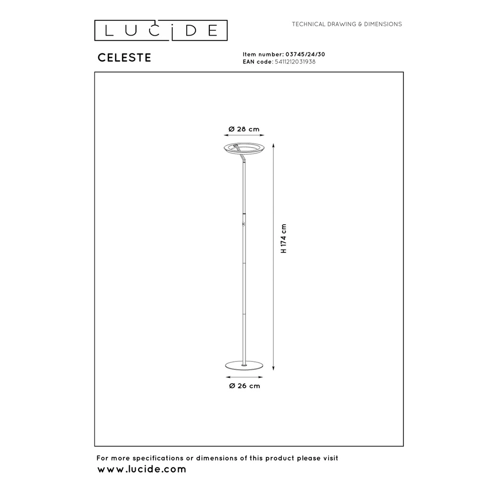 Design floor lamp Celeste black Ø 28cm Lucide 5411212031938