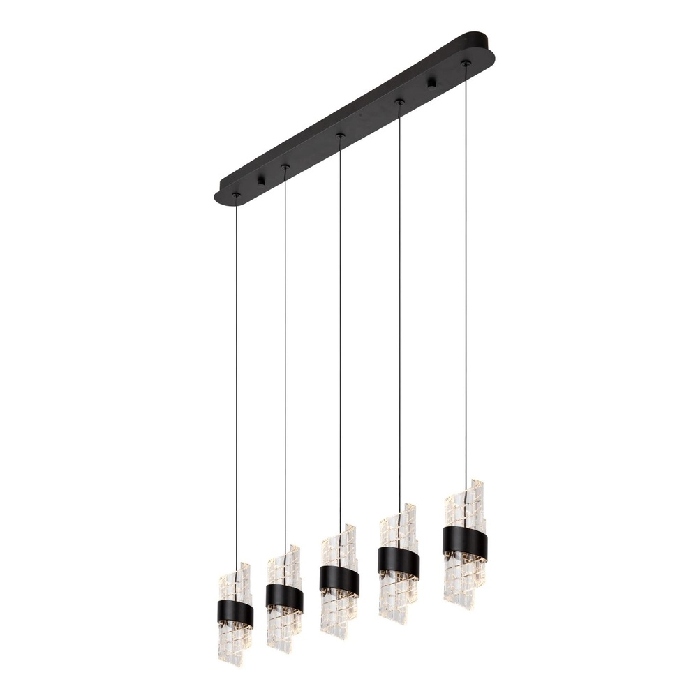 Design pendant lamp Kligande 5-light black straight Lucide 5411212134653