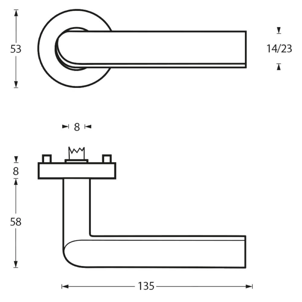 Oval door handle Hoek 90 rosette with ridge stainless steel Intersteel 8714186129753