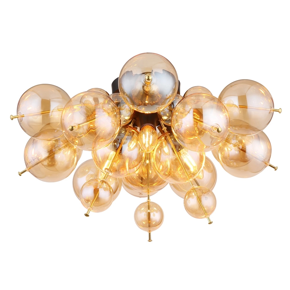 Unique ceiling lamp Udo Amber glass