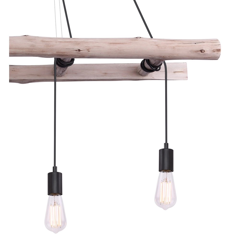 4-light pendant lamp Irmgard wood 190cm Globo 9007371398577