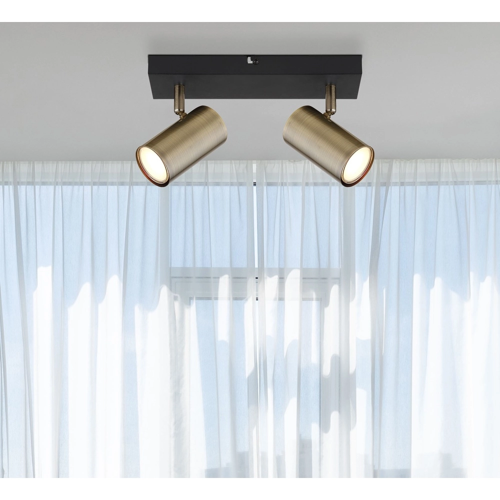 Ceiling lamp 2-lights Robby black with bronze Globo 9007371439980