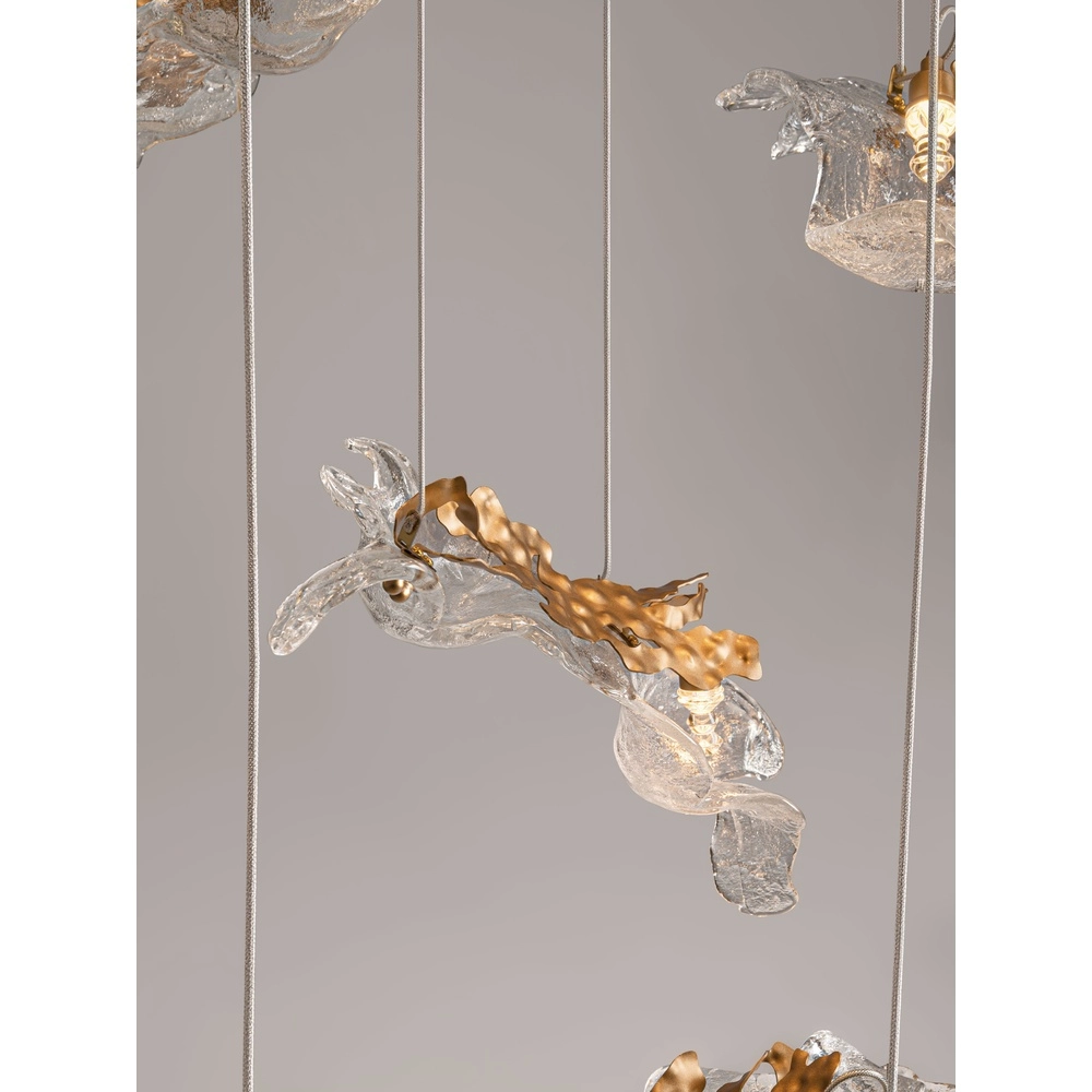 Golden pendant lamp Avesa with clear glass Ø 100cm Lyora 5212063500440