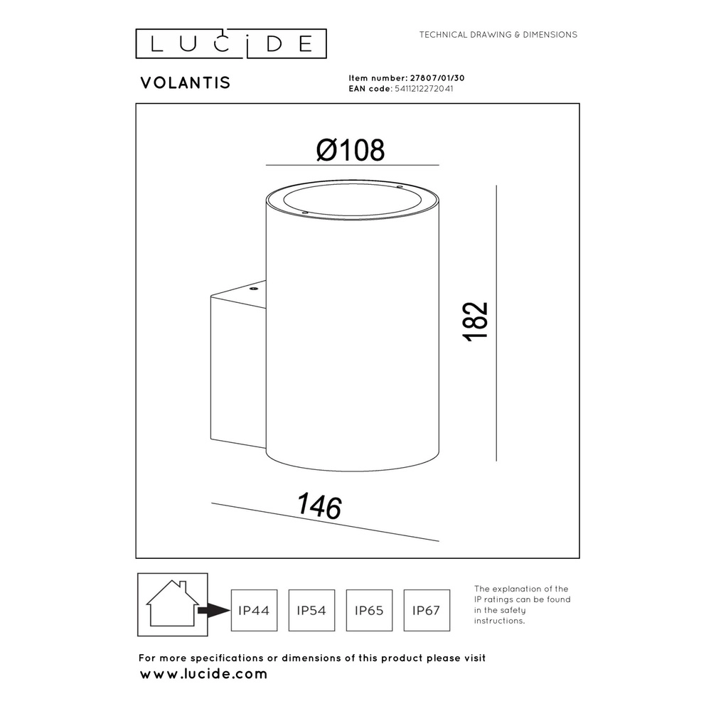 Wall spotlight Volantis Downlight Black Lucide 5411212272041