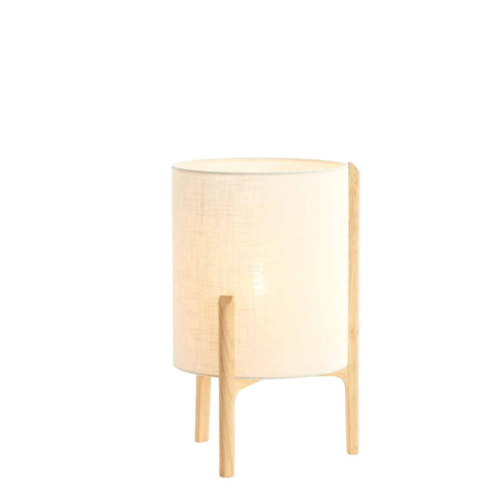 Table lamp Litto Ø 28cm - wood look with natural linen Light & Living 8717807792701