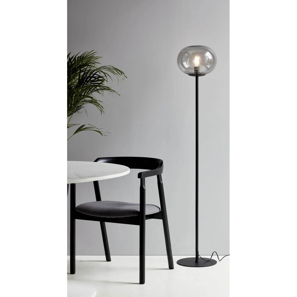 Glass floor lamp Alton black with smoke glass Nordlux 5704924001093
