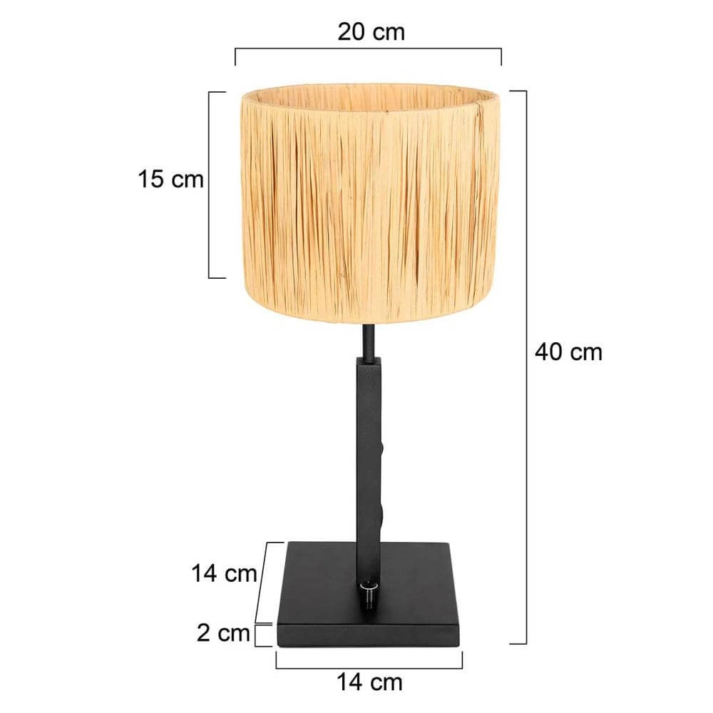 Table lamp Stang black with straw shade Steinhauer 8712746172072