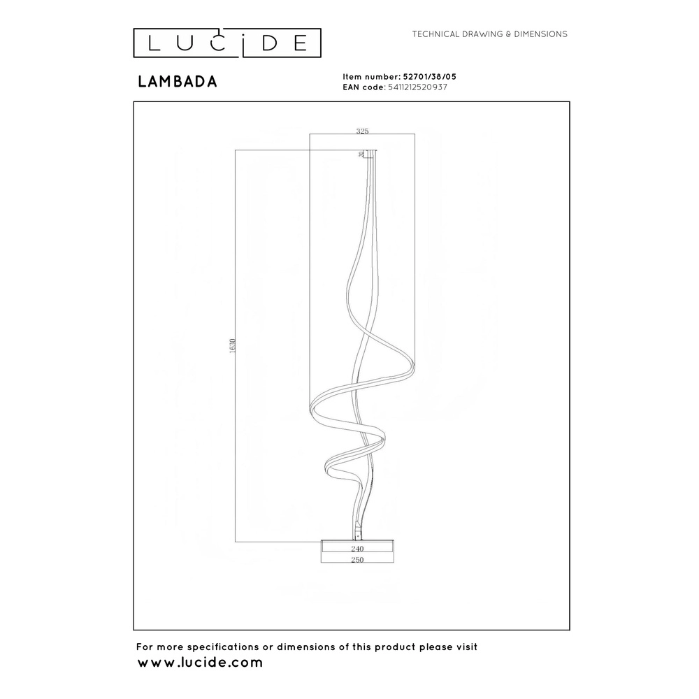 Floor lamp Lambada design chamapgne Premium by Lucide 5411212520937