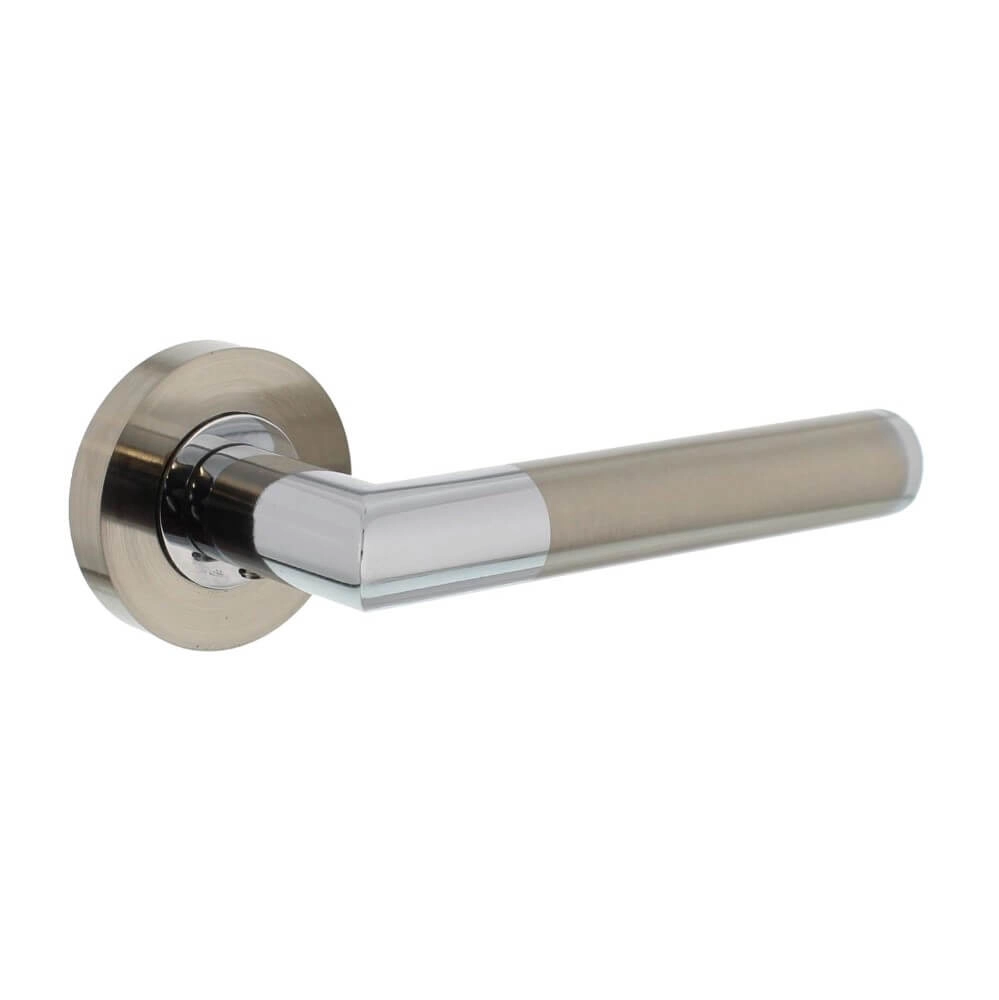 Classic door handle Bastian chrome on rosette