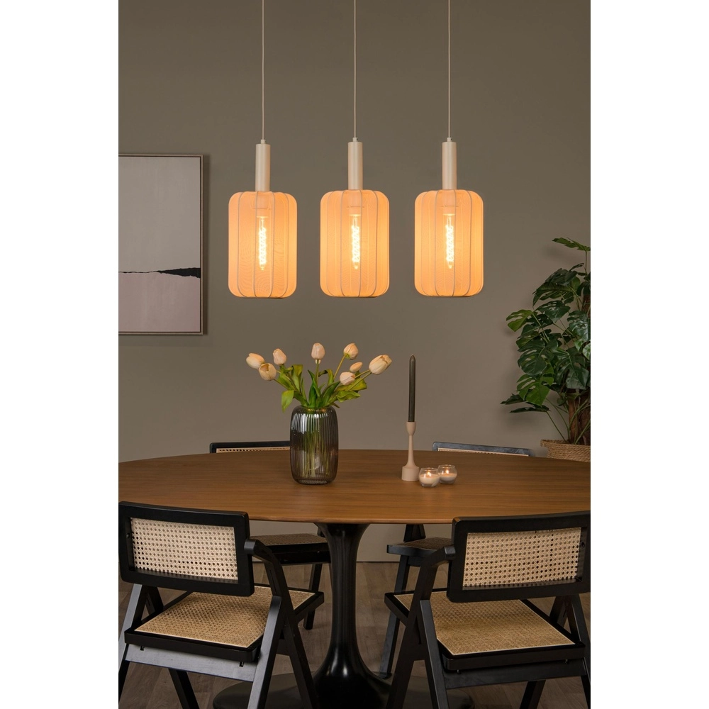 Pendant lamp 3-lights Corina sand brown Lucide 5411212032034