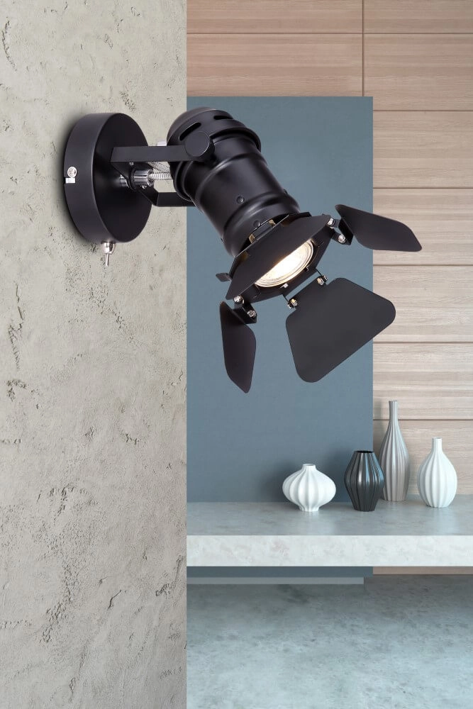 Black wall spotlight Egon Globo 9007371386659