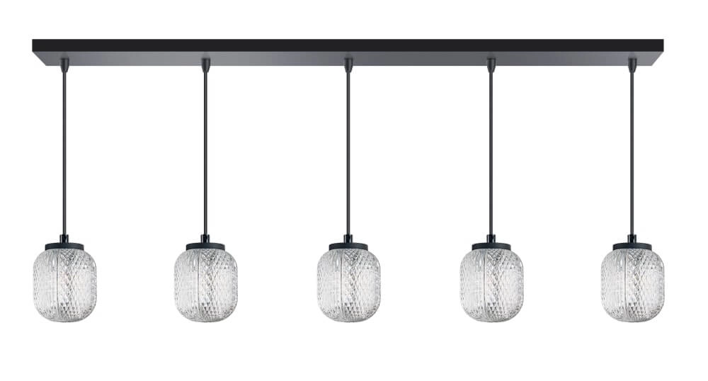 Straight pendant lamp Kristel 5-light black