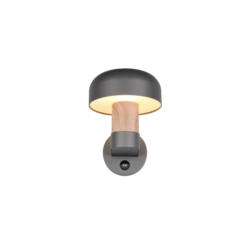Wall lamp Fraser Grey with wood and sensor Trio 4017807648577
