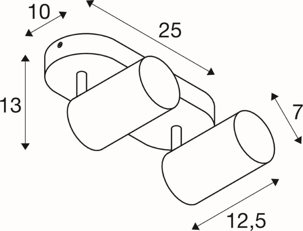 2-light surface-mounted spotlight Asto Tube black - 2x GU10 SLV 4024163266154