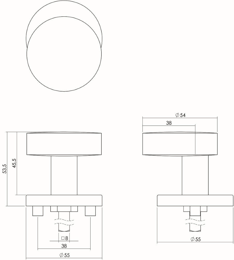 Doorknob Castor round crimped stainless steel Intersteel 8714186163719